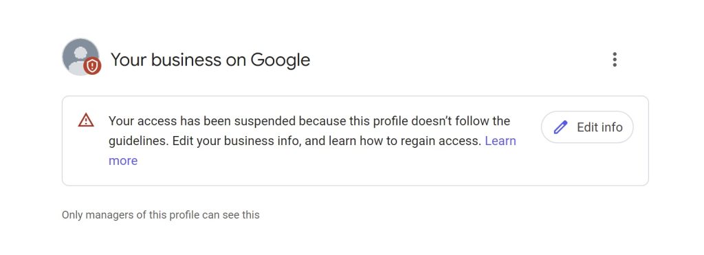 Google Business Profile Suspended