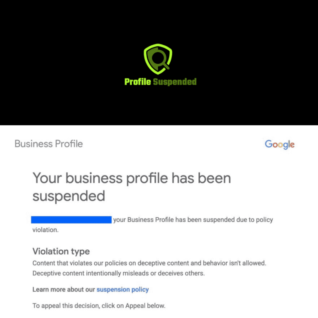 Google Business Profile Suspended For Deceptive Content